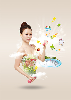 PSD 편집이미지 여자 다이어트 채소 한명 들기 상반신 20대 성인 옆모습 뷰티 아령 한국인 체중계 성인여자한명만 이미지편집 1 뷰포인트 모션 건강 사람 동양인 청년 여자한명만 성인여자만 파일형식