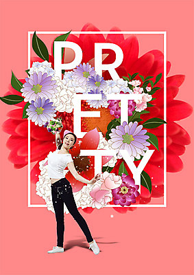 전신 PSD 편집이미지 여자 꽃 포토일러 한명 서기 20대 성인 앞모습 빨간색 뷰티 한국인 성인여자한명만 이미지편집 식물 1 뷰포인트 컬러 모션 사람 동양인 청년 여자한명만 성인여자만 파일형식