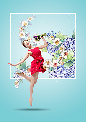 PSD 편집이미지 여자 꽃 포토일러 한명 미소 들기 20대 성인 옆모습 뷰티 점프 한국인 성인여자한명만 이미지편집 식물 1 뷰포인트 모션 표정 사람 동양인 청년 여자한명만 성인여자만 파일형식