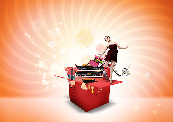 전신 PSD 편집이미지 여자 여행 한명 서기 성인 앞모습 상자 중국 한국인 오성홍기 성인여자한명만 이미지편집 1 아시아 뷰포인트 모션 사람 동양인 국기 여자한명만 성인여자만 파일형식