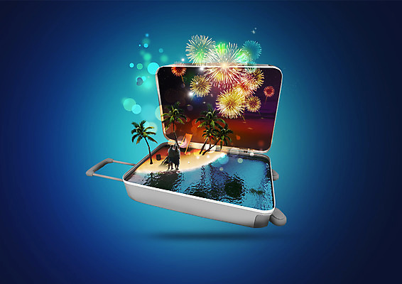 전신 PSD 편집이미지 커플 여자 남자 여행 불꽃놀이 서기 성인 해변 두명 뒷모습 여름휴가 바캉스 여행가방 성인만 이미지편집 바다 뷰포인트 가방 관계 모션 놀이 휴가 사람 파일형식 여름_계절