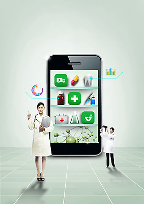 전신 PSD 서양인 편집이미지 여자 남자 의학 서기 성인 두명 앞모습 스마트폰 의사 성인만 이미지편집 외국인 뷰포인트 모션 사람 핸드폰 스마트기기 의료진 파일형식