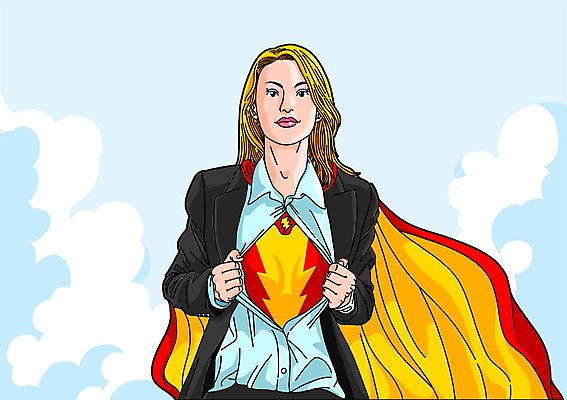 PSD 우먼라이프 여자 일러스트 한명 성인 비즈니스우먼 안전장비 망토 슈퍼맨의상 국내일러스트 1 라이프스타일 옷 비즈니스 안전 사람 장비 직장인 파일형식