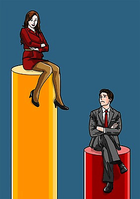 PSD 우먼라이프 여자 남자 일러스트 비즈니스 정장 성인 두명 팔짱 비즈니스맨 비즈니스우먼 국내일러스트 라이프스타일 옷 모션 사람 직장인 파일형식