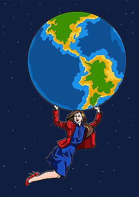 전신 PSD 우먼라이프 여자 지구 일러스트 한명 성인 우주 들어올리기 국내일러스트 1 라이프스타일 모션 사람 파일형식