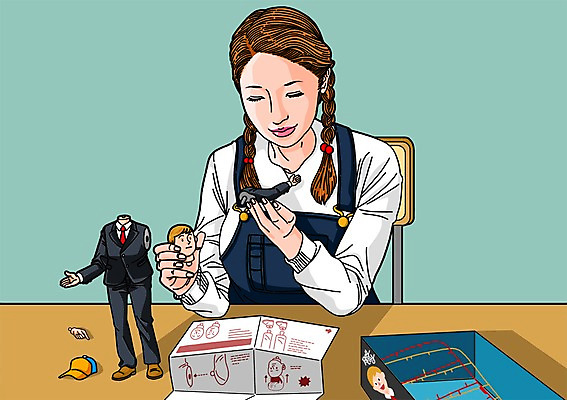 PSD 우먼라이프 여자 일러스트 양갈래머리 한명 성인 장난감 멜빵 프라모델 조립 설명서 국내일러스트 1 라이프스타일 헤어스타일 잡화 사람 파일형식