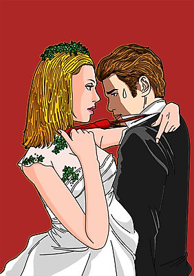 PSD 우먼라이프 커플 여자 남자 웨딩드레스 결혼 일러스트 넥타이 정장 턱시도 성인 두명 국내일러스트 라이프스타일 잡화 드레스 옷 관계 사람 이벤트 파일형식