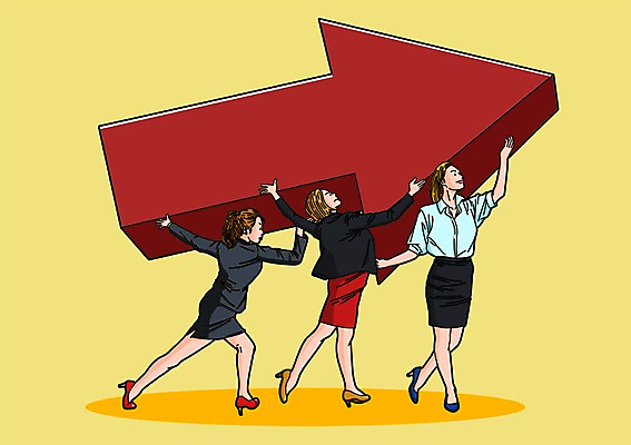 PSD 우먼라이프 여자 화살표 일러스트 협력 정장 성인 비즈니스우먼 국내일러스트 라이프스타일 옷 비즈니스 사람 직장인 파일형식