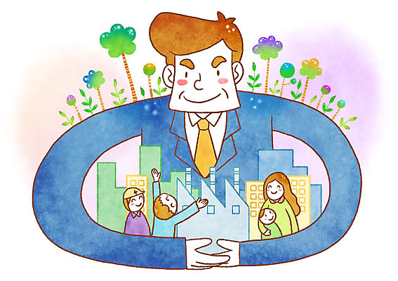 PSD 나무 여자 남자 어린이 일러스트 공장 빌딩 여러명 성인 희망 안전모 감싸기 국내일러스트 식물 감정 다수 공업 모션 사람 건물 헬멧 안전장비 파일형식