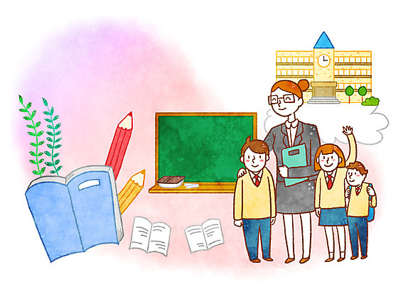 PSD 학생 여자 남자 교복 일러스트 학교 청소년 여러명 성인 책 연필 교사 칠판 희망 국내일러스트 직업 옷 교육 감정 다수 학용품 사람 필기구 파일형식