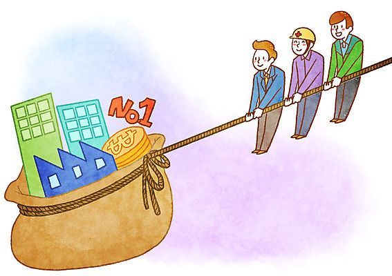 PSD 남자 줄 일러스트 공장 빌딩 성인 세명 동전 희망 당기기 안전모 넘버원 국내일러스트 감정 돈 공업 모션 사람 건물 헬멧 안전장비 파일형식