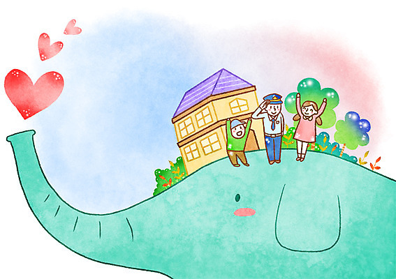 PSD 나무 여자 남자 어린이 일러스트 코끼리 주택 성인 세명 희망 풀잎 경찰 경찰복 하트모형 국내일러스트 식물 직업 감정 유니폼 잎 포유류 사람 건물 모형 풀_식물 파일형식