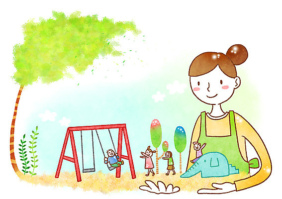 PSD 나무 여자 남자 어린이 일러스트 여러명 성인 희망 미끄럼틀 놀이터 그네 국내일러스트 식물 감정 다수 놀이 사람 놀이기구 파일형식