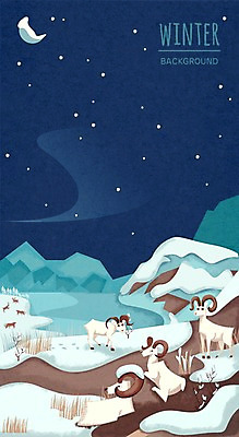 PSD 동물 호수 백그라운드 겨울 일러스트 산 사람없음 야외 달 눈 양 야간 자연물 겨울배경 국내일러스트 자연요소 계절 포유류 자연 날씨 파일형식