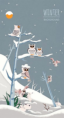 PSD 나무 동물 백그라운드 겨울 일러스트 사람없음 야외 달 눈 토끼 풀잎 부엉이 자연물 겨울배경 국내일러스트 자연요소 식물 계절 잎 포유류 자연 조류 날씨 반려동물 풀_식물 파일형식