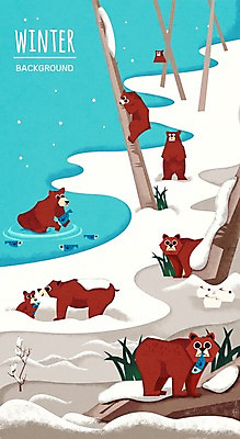 PSD 나무 동물 백그라운드 겨울 일러스트 어류 사람없음 야외 눈 풀잎 불곰 자연물 겨울배경 국내일러스트 자연요소 식물 계절 잎 자연 날씨 수중동물 풀_식물 파일형식