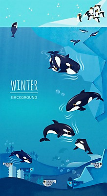 PSD 동물 바다 백그라운드 겨울 일러스트 어류 사람없음 야외 눈 해조류 펭귄 빙하 범고래 자연물 겨울배경 국내일러스트 자연요소 계절 자연 조류 날씨 수중동물 해양식물 고래 파일형식