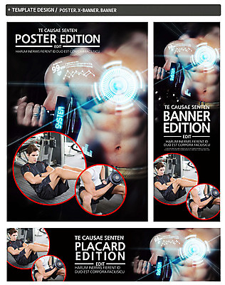 PSD 백인 템플릿 배너 배너템플릿 남자 가로배너 ZIP 포스터 세로배너 근육 상의탈의 상반신 성인 세명 세트 운동 아령 현수막 홀로그램 서양인 탈의 건강 사람 가로 세로 파일형식