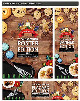 PSD 템플릿 배너 배너템플릿 가로배너 ZIP 포스터 세로배너 음식 크리스마스 디저트 사람없음 목재 세트 쿠키 현수막 뒤집개 나무 기념일 재료 주방용품 가로 세로 파일형식