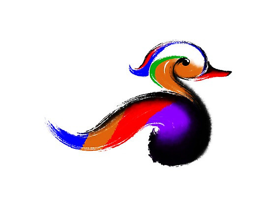 PSD 동물 한마리 곡선 일러스트 캘리그라피 오리 사람없음 컬러풀 청둥오리 국내일러스트 1 선 컬러 조류 파일형식