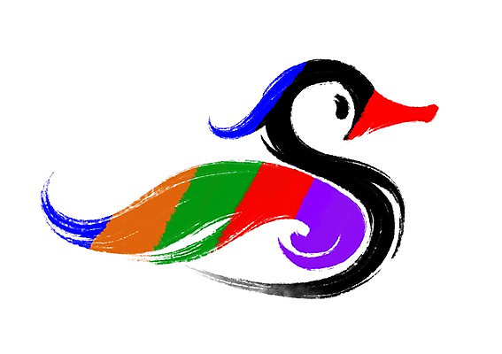 PSD 동물 한마리 곡선 일러스트 캘리그라피 오리 사람없음 컬러풀 청둥오리 국내일러스트 1 선 컬러 조류 파일형식