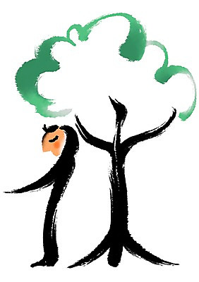 PSD 나무 일러스트 캘리그라피 한명 사람 타이포그라피 기댐 쉴휴 국내일러스트 식물 문자 1 모션 한자 파일형식