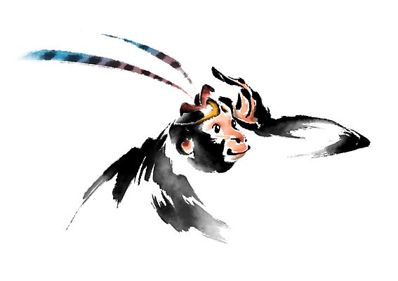 PSD 한마리 일러스트 캘리그라피 사람없음 원숭이띠 원숭이 손오공 국내일러스트 1 포유류 십이지신 파일형식