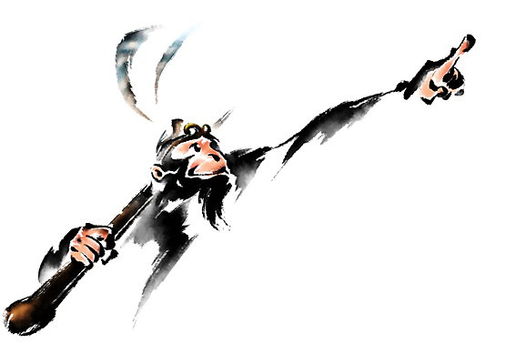 PSD 한마리 일러스트 캘리그라피 사람없음 원숭이띠 원숭이 손오공 국내일러스트 1 포유류 십이지신 파일형식