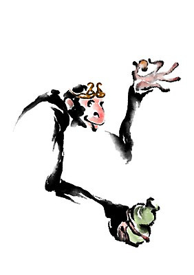 PSD 한마리 일러스트 캘리그라피 사람없음 원숭이띠 원숭이 손오공 국내일러스트 1 포유류 십이지신 파일형식