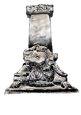 PSD 고건축 한국건축 일러스트 캘리그라피 수묵화 사람없음 거북이 비석 석상 국내일러스트 건축물 건축 파충류 미술 파일형식