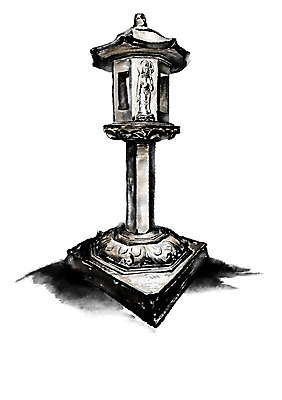 PSD 고건축 한국건축 일러스트 캘리그라피 수묵화 사람없음 석등 국내일러스트 건축물 건축 미술 파일형식