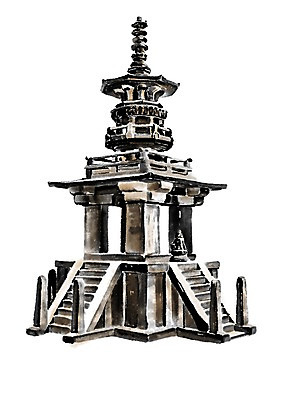 PSD 고건축 한국건축 일러스트 캘리그라피 수묵화 사람없음 석탑 다보탑 국내일러스트 건축물 건축 미술 탑 불국사 파일형식