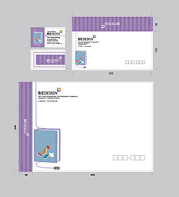 템플릿 명함 서류봉투 사람없음 책 세트 보라색 패키지 봉투템플릿 연결잭 우편봉투 비즈디자인 이미지템플릿 AI파일 컬러 봉투 우편물 파일형식 벡터