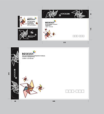 템플릿 문양 무늬 명함 서류봉투 사람없음 세트 검은색 바람개비 패키지 봉투템플릿 우편봉투 비즈디자인 이미지템플릿 AI파일 컬러 봉투 우편물 파일형식 벡터