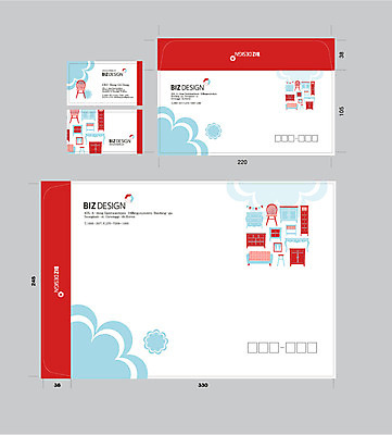 템플릿 의자 명함 탁자 서류봉투 사람없음 빨간색 세트 패키지 봉투템플릿 우편봉투 비즈디자인 소파베드 이미지템플릿 AI파일 컬러 가구 봉투 소파 우편물 파일형식 벡터