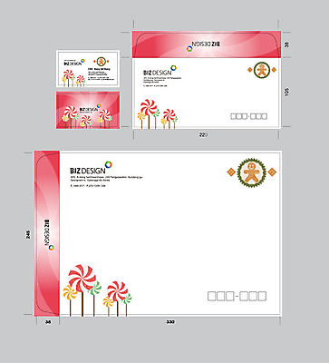 템플릿 명함 서류봉투 편지봉투 막대사탕 사람없음 빨간색 세트 패키지 봉투템플릿 우편봉투 진저맨 비즈디자인 이미지템플릿 AI파일 컬러 봉투 사탕 편지 우편물 진저쿠키 파일형식 벡터