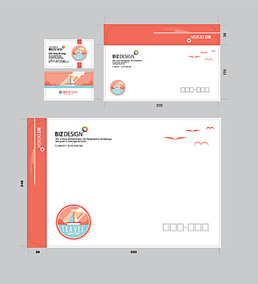 템플릿 여행 요트 명함 갈매기 서류봉투 편지봉투 사람없음 세트 주황색 패키지 봉투템플릿 우편봉투 비즈디자인 이미지템플릿 AI파일 컬러 배_교통 조류 봉투 편지 우편물 파일형식 벡터