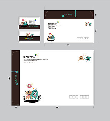 템플릿 명함 서류봉투 편지봉투 사람없음 세트 갈색 패키지 몬스터 봉투템플릿 우편봉투 비즈디자인 이미지템플릿 AI파일 컬러 봉투 편지 우편물 파일형식 벡터