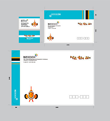 템플릿 하늘색 여러마리 명함 서류봉투 편지봉투 사람없음 세트 패키지 봉투템플릿 우편봉투 흰동가리 비즈디자인 이미지템플릿 AI파일 다수 봉투 어류 파란색 편지 우편물 파일형식 벡터