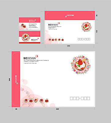 템플릿 분홍색 명함 딸기 디저트 서류봉투 편지봉투 사람없음 세트 컵케이크 패키지 봉투템플릿 우편봉투 비즈디자인 이미지템플릿 AI파일 음식 컬러 과일 봉투 케이크 편지 우편물 파일형식 벡터