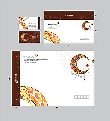 템플릿 별 명함 서류봉투 편지봉투 사람없음 세트 컬러풀 갈색 달 패키지 봉투템플릿 우편봉투 비즈디자인 이미지템플릿 AI파일 자연요소 컬러 봉투 편지 우편물 파일형식 벡터