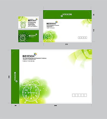 템플릿 명함 서류봉투 편지봉투 사람없음 초록색 세트 자명종 패키지 그라데이션 봉투템플릿 우편봉투 비즈디자인 이미지템플릿 AI파일 시계 컬러 봉투 알람 편지 우편물 파일형식 벡터