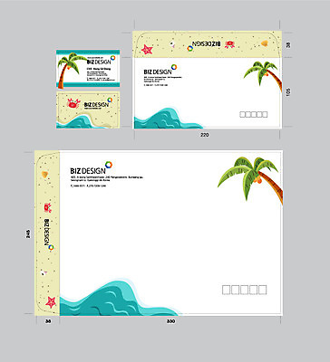 템플릿 명함 서류봉투 편지봉투 해변 사람없음 여름 세트 야자수 꽃게 패키지 봉투템플릿 우편봉투 비즈디자인 이미지템플릿 AI파일 나무 계절 바다 봉투 게 편지 우편물 파일형식 벡터