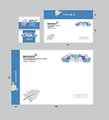 템플릿 문양 꽃 무늬 명함 서류봉투 편지봉투 사람없음 파란색 세트 패키지 봉투템플릿 우편봉투 비즈디자인 봉투디자인 이미지템플릿 AI파일 식물 컬러 봉투 편지 우편물 파일형식 벡터