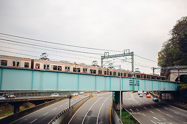 포토 JPG 주간 나무 도로 자동차 거리 서울 풍경 사람없음 야외 전철 국내포토 자연요소 식물 길 육상교통 교통시설 대중교통 한국 파일형식