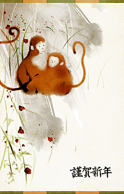 PSD 캐릭터 꽃 캘리배경 백그라운드 두마리 일러스트 캘리그라피 근하신년 사람없음 원숭이띠 원숭이 원숭이캐릭터 병신년 국내일러스트 일러캐릭터 식물 동물캐릭터 2 포유류 새해 십이지신 2016년 파일형식