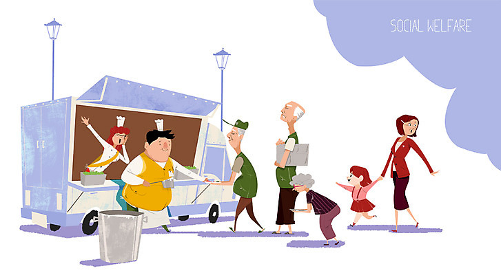 PSD 여자 노년 남자 어린이 캠페인 가로등 일러스트 요리사모자 사람 여러명 성인 봉사 도움 사회복지 복지 급식 무료급식 밥차 국내일러스트 모자_잡화 공공시설 다수 컨셉 요리사 사회이슈 특수차량 파일형식