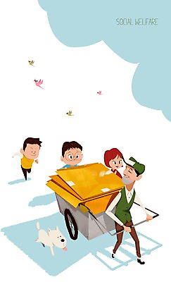 PSD 여자 남자 어린이 캠페인 일러스트 조류 사람 여러명 성인 수레 봉사 도움 강아지 사회복지 복지 미화원 환경미화원 국내일러스트 동물 직업 다수 컨셉 반려동물 카트 개 사회이슈 파일형식