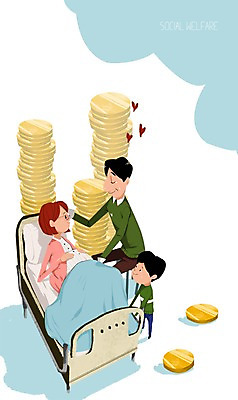 PSD 여자 남자 어린이 캠페인 일러스트 사람 성인 세명 동전 임산부 침대 봉사 도움 사회복지 복지 출산장려캠페인 국내일러스트 가구 컨셉 돈 임신 사회이슈 정책 파일형식