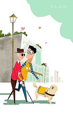 PSD 모자 노년 남자 캠페인 일러스트 조류 사람 빌딩 성인 두명 선글라스 봉사 도움 사회복지 복지 길거리공연 안내견 국내일러스트 동물 잡화 안경 컨셉 건물 공연 개 사회이슈 파일형식